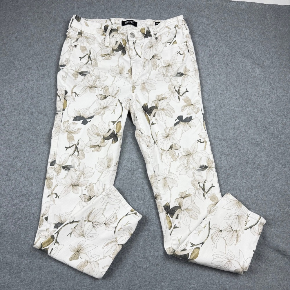 Buffalo David Bitton Havana Floral High Rise Ankle Skinny Jeans White 4/27